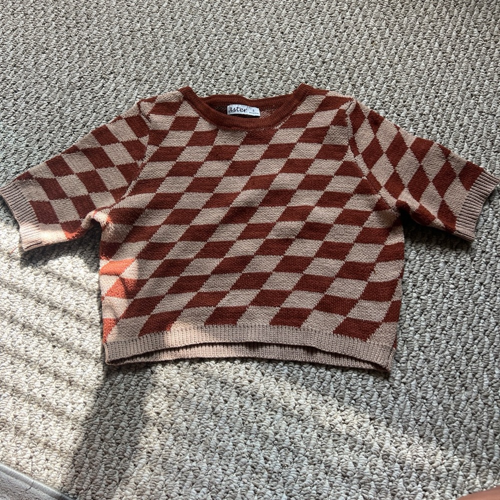 Checkered Sweater Top